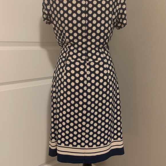 Faux Wrap Navy/White Polka Dot Eliza J Dress - Picture 6 of 13